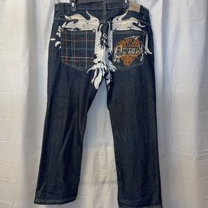 Men's Embroidered Hip Hop Tool Jeans 36x30 Vintage‎ Y2K Rapper Style